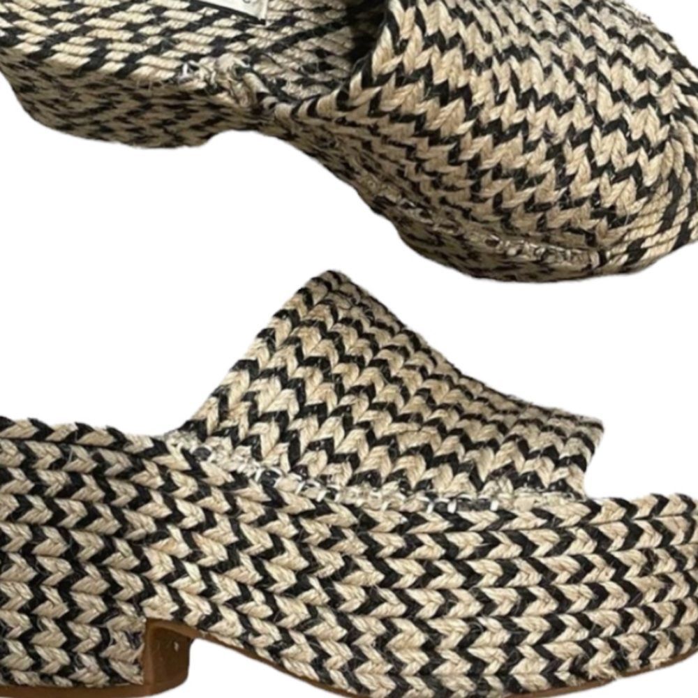 Zara Yute Mia Platform Slide Sandals Black and Beige  New - Picture 9 of 13